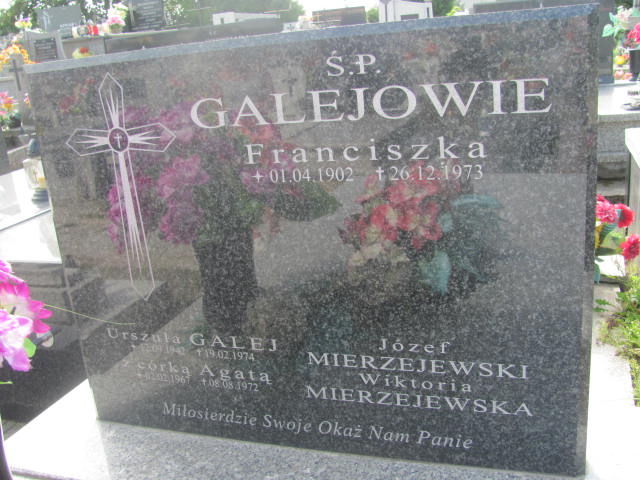 Franciszka Galej 1902 Kolbuszowa - Grobonet - Wyszukiwarka osób pochowanych