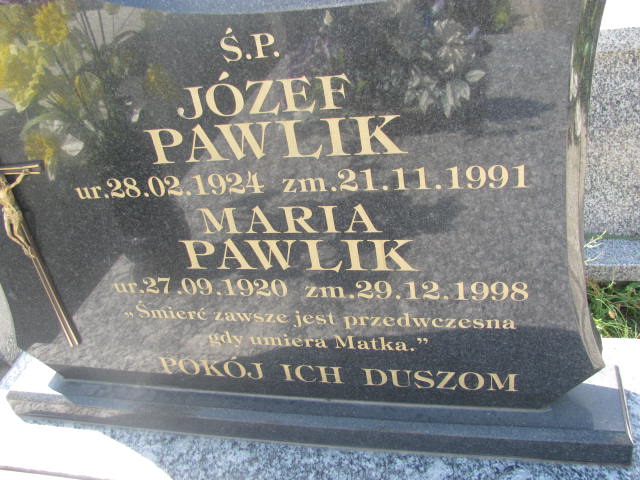 Józef Pawlik 1924 Kolbuszowa - Grobonet - Wyszukiwarka osób pochowanych